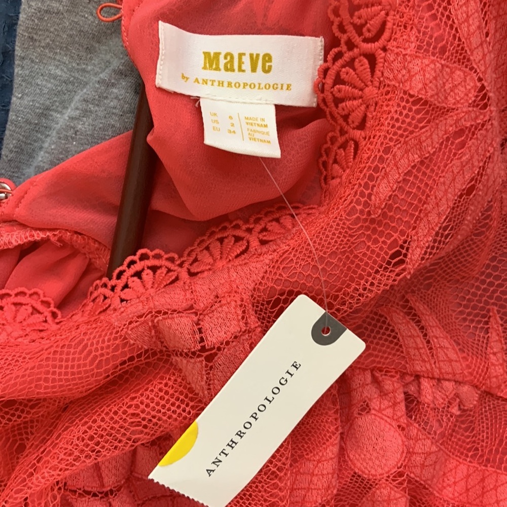 Maeve Coral Pink Sleeveless Lace Blouse - Picture 4 of 11